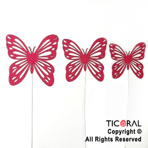 CAKE TOPPER MARIPOSA GIBRE FUCSIA CON PINCHE X 10 UNIDADES